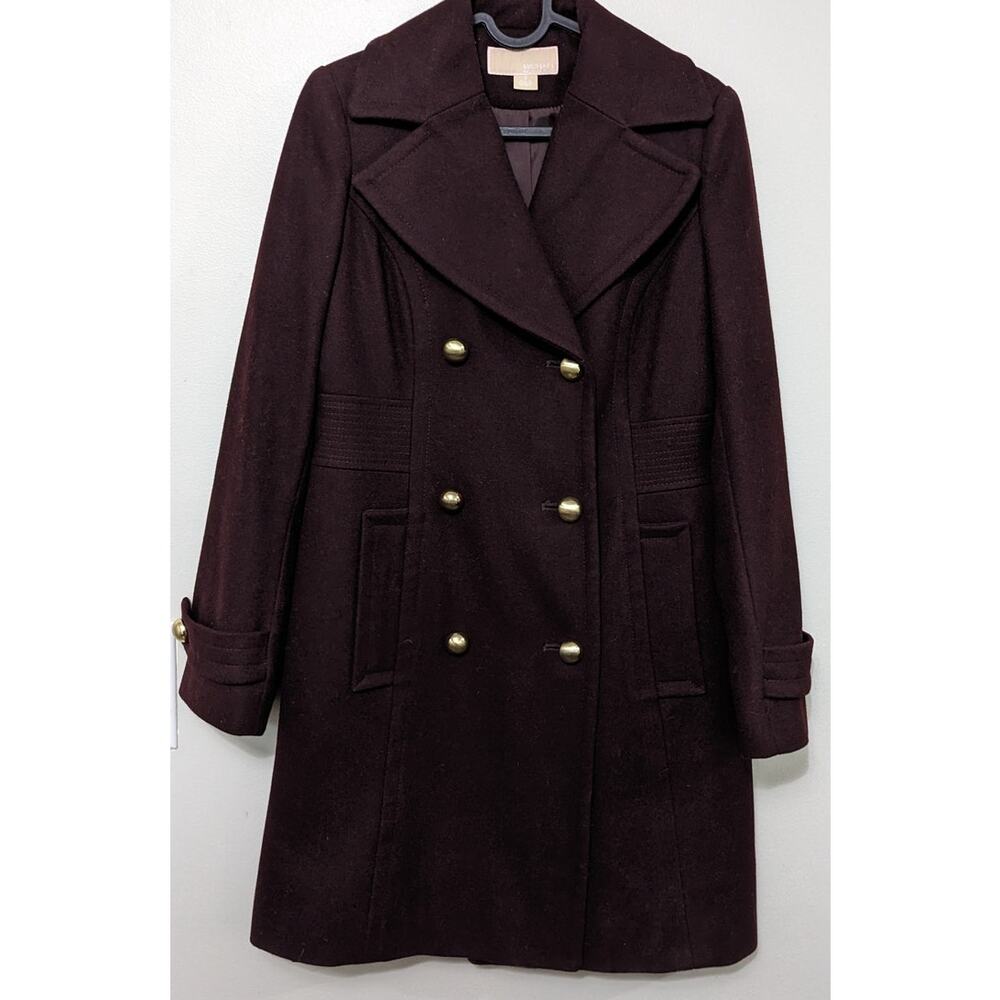 Michael Kors Women's Dark Plum Double Breasted Dress Winter Coat Size 2